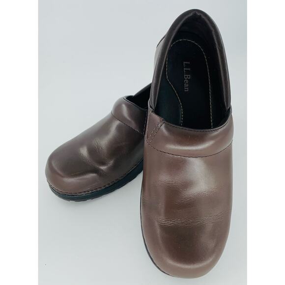 LL Bean Shoes Womens 8.5M  Brown Clogs Classic Klogs Heel Slip On Rubber Sole - Picture 5 of 9